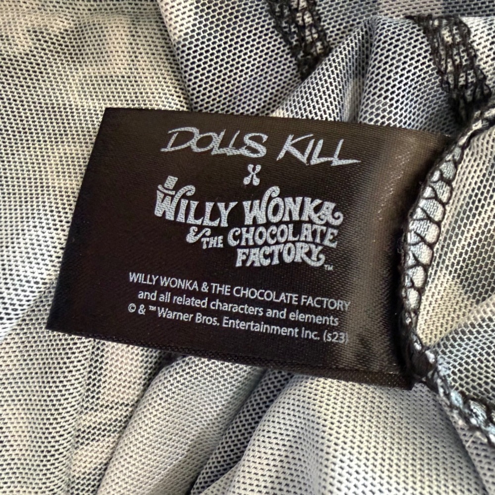 Dolls Kill Black Willy Wonka Veruca Salt Mesh Top Small Goth Y2K Grunge Punk - Picture 10 of 10